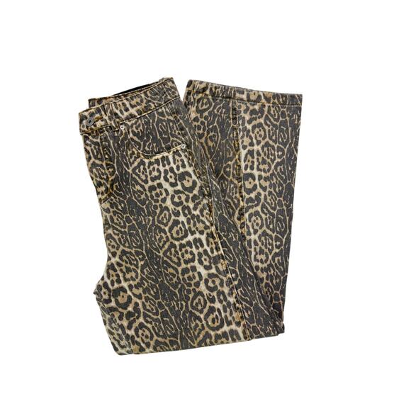 Cheetah print wide leg jeans - size small - Picture 1 of 6